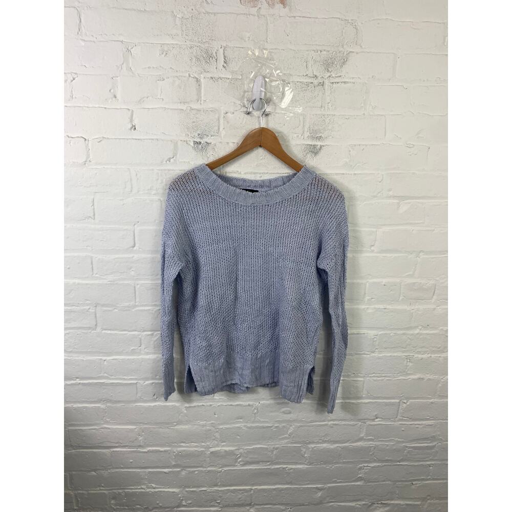 J. Crew Women's Open Knit Crewneck Pulloverc Sweater Long Sleeves Blue Size XS